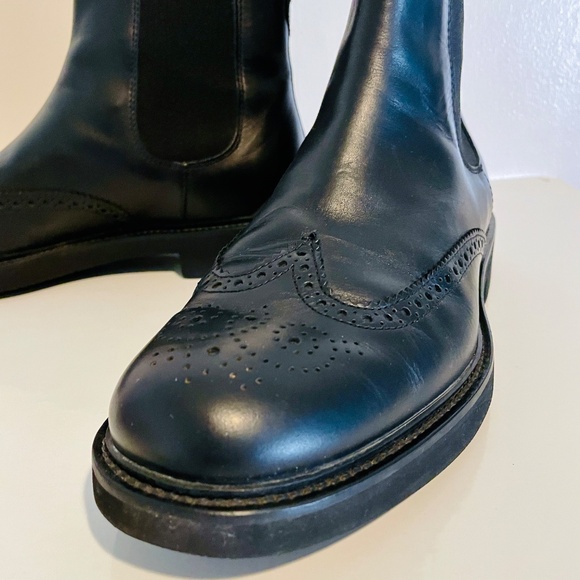 Tod's Black Leather Brogue Detail Boots Men's 7 - Picture 8 of 16